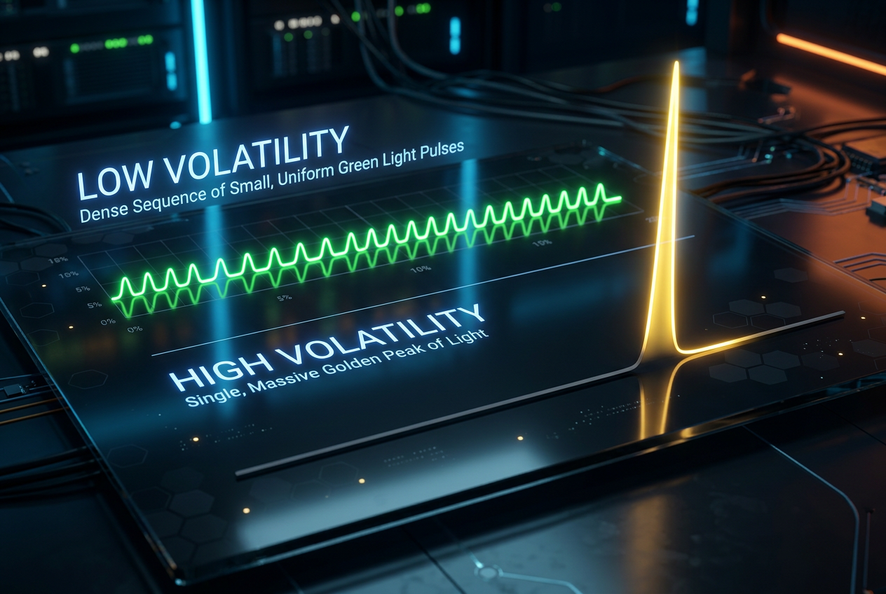 Comparison of low and high volatility patterns in slot gaming.