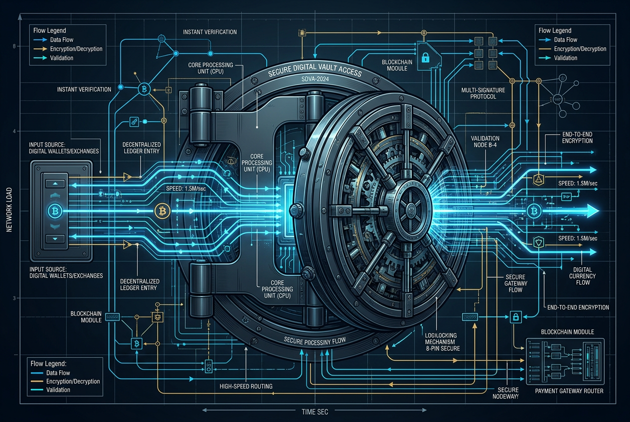 Abstract representation of fast digital payments and financial liquidity.